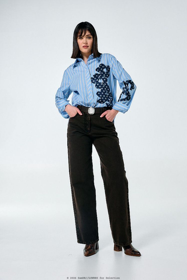 Blouse in katoen met patchworkdetail 59 Multi Color