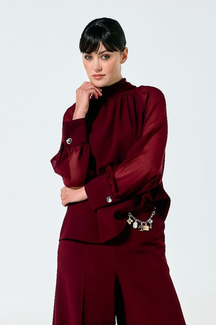 Geklede tuniek met rugdetail 51 Wine Red