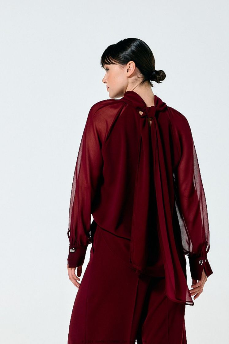 Geklede tuniek met rugdetail 51 Wine Red