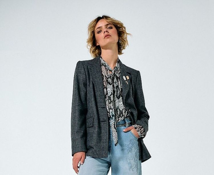 City chic blazer met pins 12 Grijs