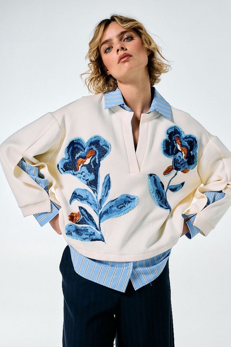 Two-in-one sweater met broderie 29 Multi Color