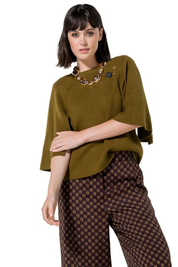 Trui met korte mouwen en afneembare broches 66 Matcha