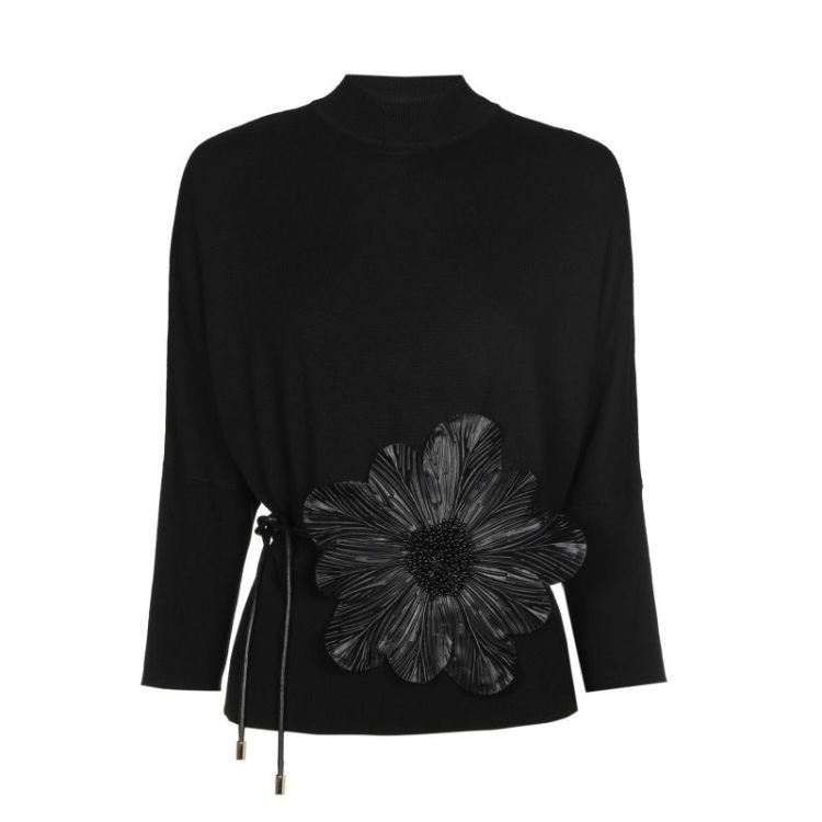 Trui met bloemenriem 10 Black