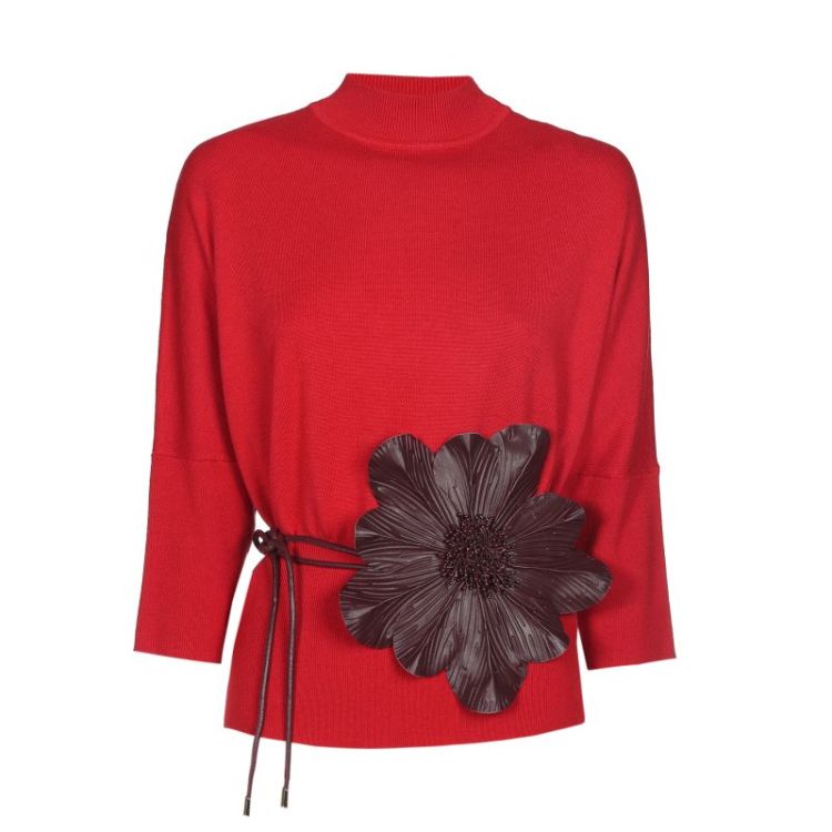 Trui met bloemenriem 50 Scarlet Red