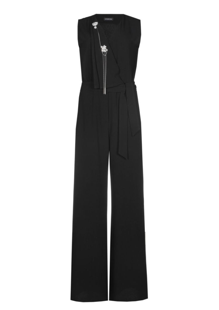 Jumpsuit met rechte pijp en kettingdetail 10 Black