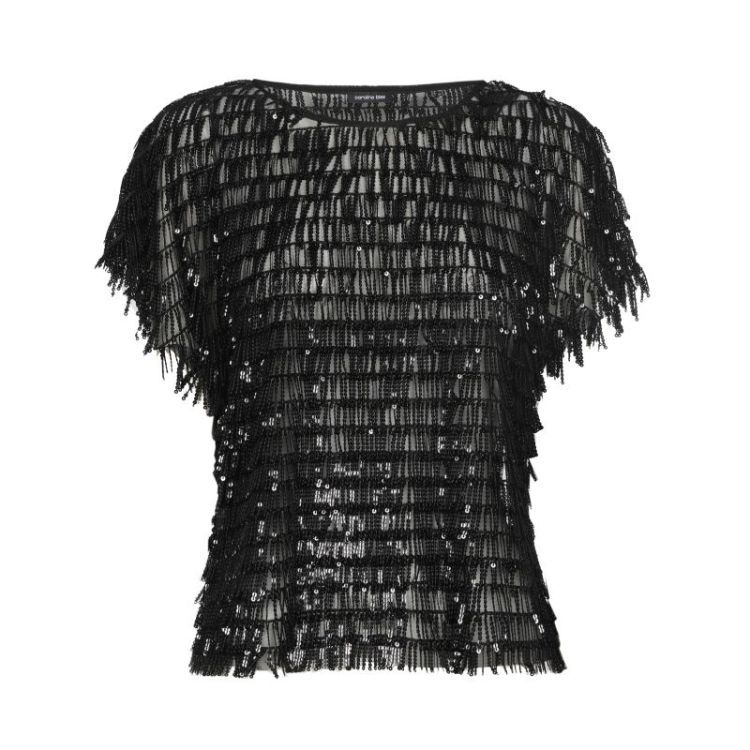 Top met franjes en pailletten 10 Black