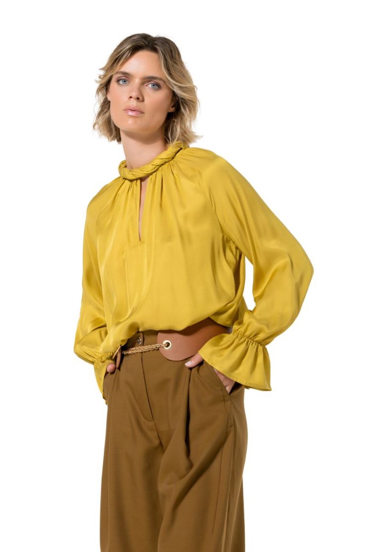 Blouse met gevlochten hals 63 Lime