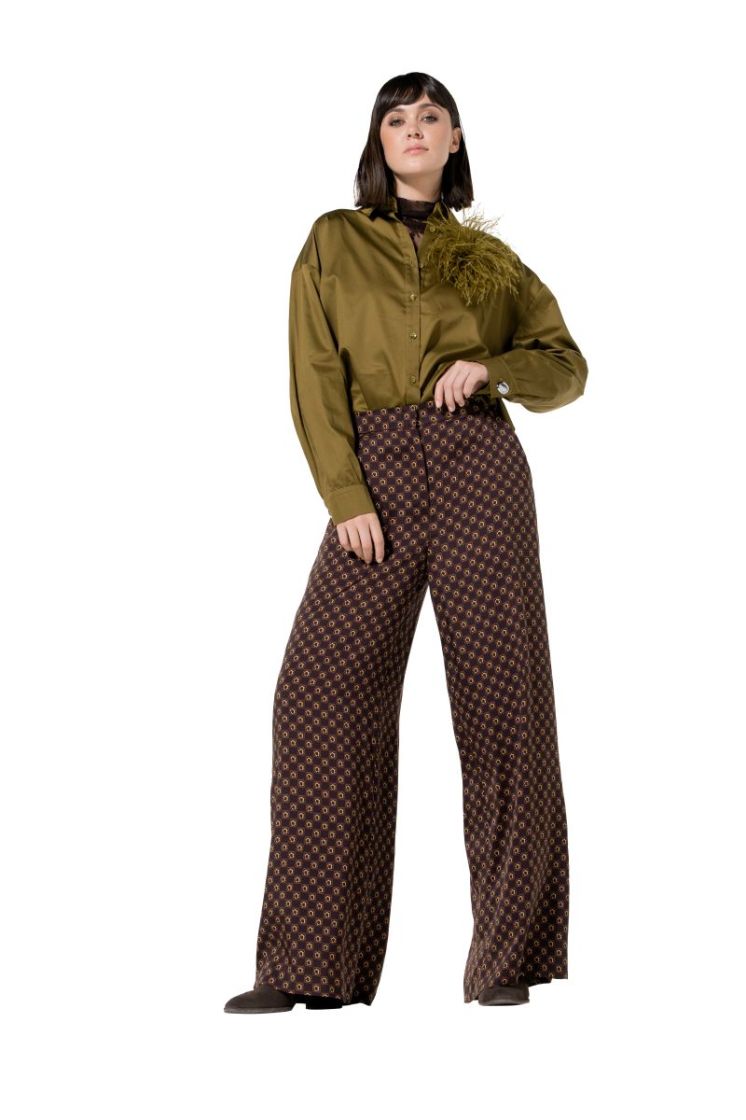Oversized hemd met afneembare broche 66 Matcha
