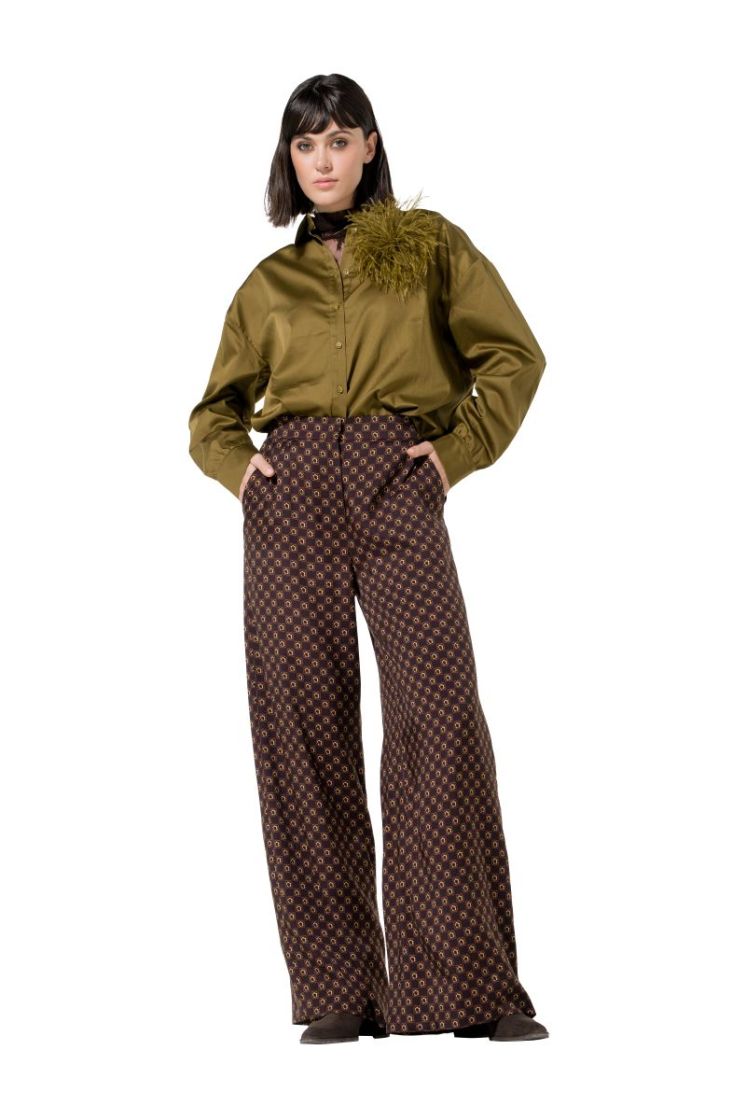 Oversized hemd met afneembare broche 66 Matcha