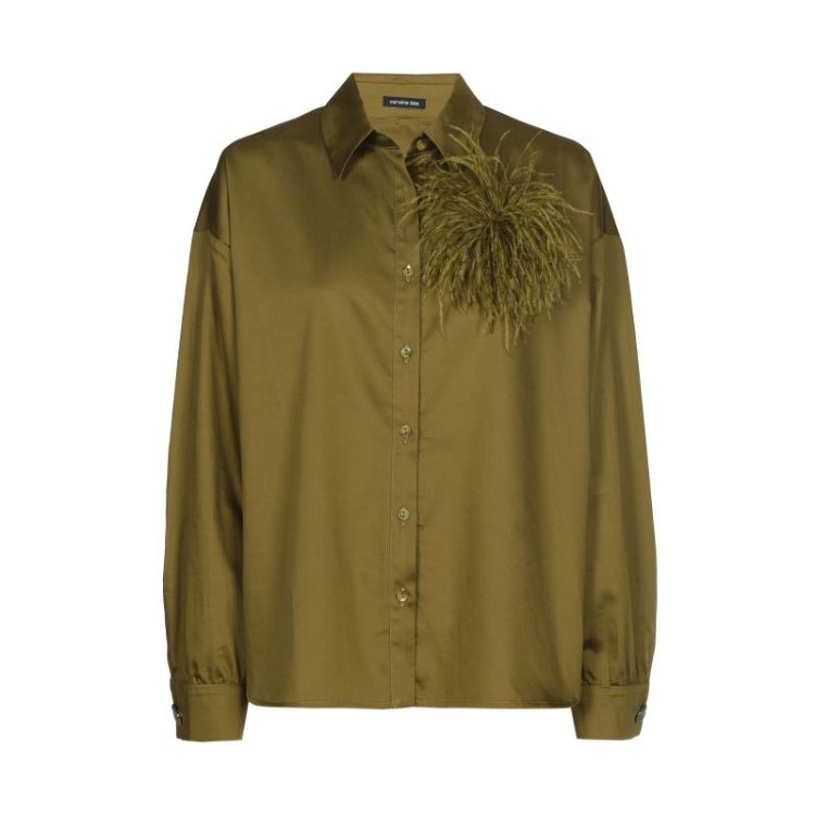 Oversized hemd met afneembare broche 66 Matcha